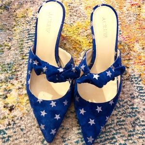 J. CREW Star Print Mule Heels Size 7.5